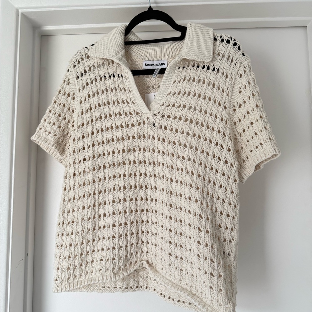 DKNY Beige Crochet Women's Blouse